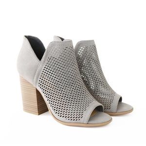 Caster Grey Open Toe Perforated Booties
